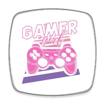 Gamer Girl Pink Retro-Controller - Viereckiger Kühlschrankmagnet - Weiß - Vorne