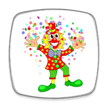 Karneval Clown - Viereckiger Kühlschrankmagnet - Weiß - Vorne