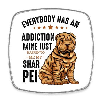Bulldogge mit Sternen und Text Shar Pei - Viereckiger Kühlschrankmagnet - Weiß - Vorne