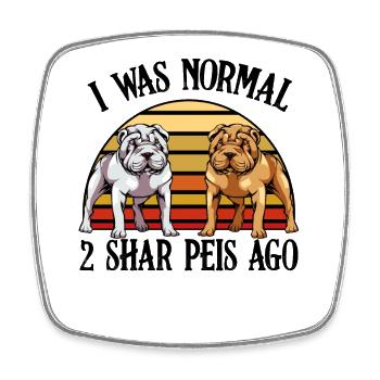 Bulldog duos in retro sunset Shar Pei - Square fridge magnet - white - Front