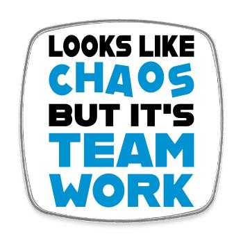 Teamwork - Viereckiger Kühlschrankmagnet - Weiß - Vorne
