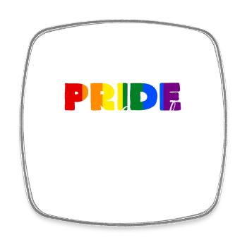 Pride Farbenrausch mit Proud Schrift - Viereckiger Kühlschrankmagnet - Weiß - Vorne