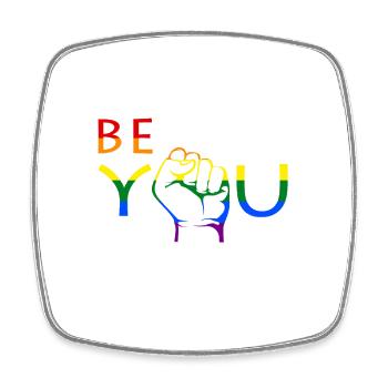 Be You Pride Fist Rainbow - Viereckiger Kühlschrankmagnet - Weiß - Vorne