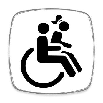 Wheelchair user with lady on lap # - Square fridge magnet - white - Front