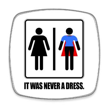 It Was Never A Dress Superheldin Girl Frauen Power - Viereckiger Kühlschrankmagnet - Weiß - Vorne