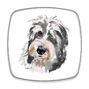 Bearded Collie - Square fridge magnet - white - Front