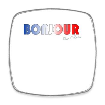 Texte français Bonjour Design Hello French - Magnet carré - blanc - Devant
