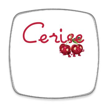 Cherries with text Cerise French - Square fridge magnet - white - Front