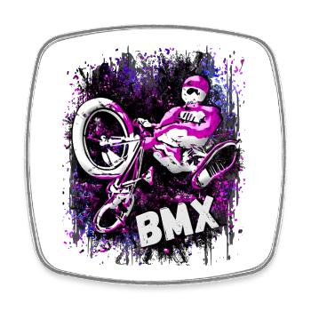 BMX / Bmx / bmx / Idée cadeau / Anniversaire - Magnet carré - blanc - Devant