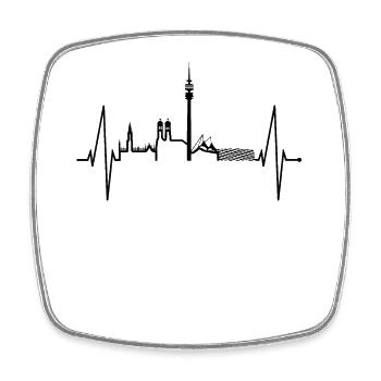 München Skyline Herzschlag Bayern Fan Liebe Munich - Viereckiger Kühlschrankmagnet - Weiß - Vorne