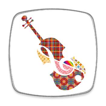 schöne Patchwork Violine mit Violinschlüssel - Viereckiger Kühlschrankmagnet - Weiß - Vorne