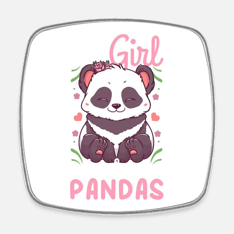 Panda - Magnet carré - blanc