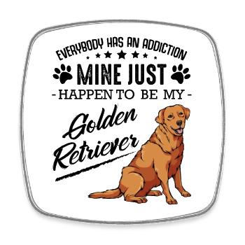 Goldener Retriever Hund auf Schwarz - Viereckiger Kühlschrankmagnet - Weiß - Vorne