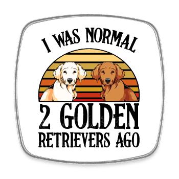 Golden Retriever in Retro Sunset - Square fridge magnet - white - Front