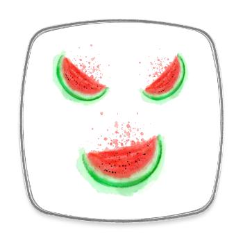 Melon Smile - Viereckiger Kühlschrankmagnet - Weiß - Vorne