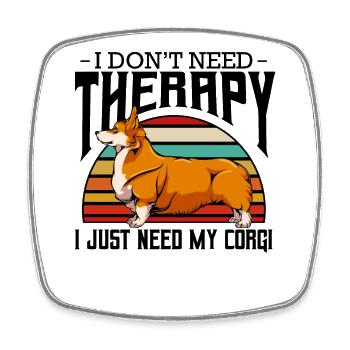 Retro Corgi in Sunset Stripe - Square fridge magnet - white - Front