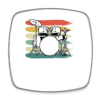 Batterie Batteur - Magnet carré - blanc - Devant