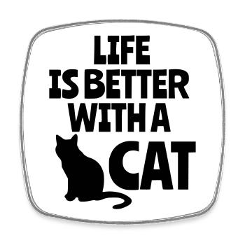 La vie est meilleure avec un chat, des chats, des animaux # - Magnet carré - blanc - Devant
