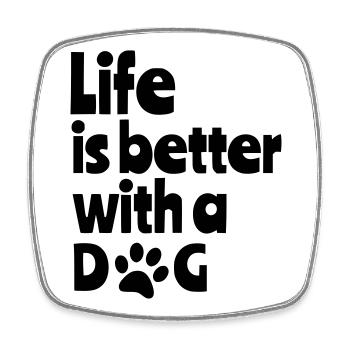 Life is better with a dog, dogs, animal 001 - Square fridge magnet - white - Front