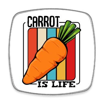 Carrot in front of colorful stripes - Square fridge magnet - white - Front