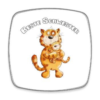 Beste Schwester Katze I Geschwister Katzen - Viereckiger Kühlschrankmagnet - Weiß - Vorne