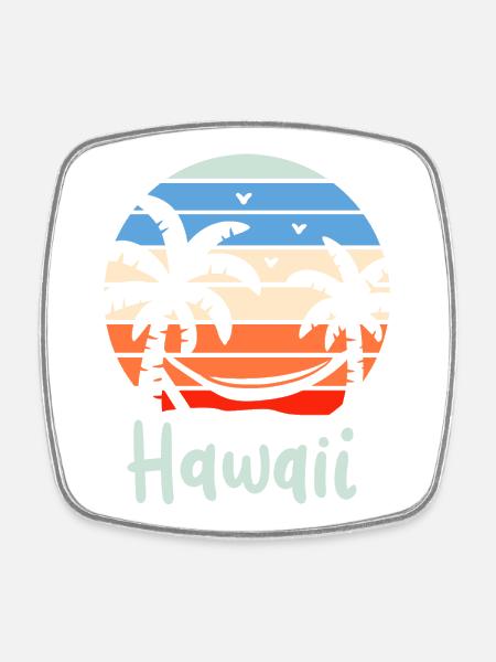 Hawaii Retro - Square fridge magnet - white