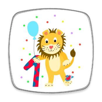 First Birthday 1st Year Lion Sweet Gift - Square fridge magnet - white - Front