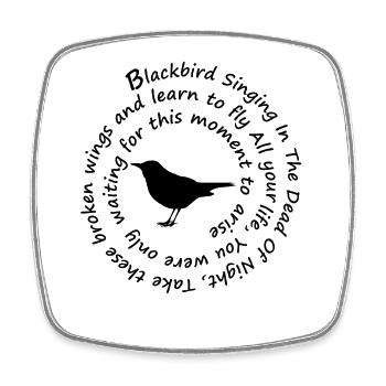Amsel singt mitten in der Nacht Nimm diese - Viereckiger Kühlschrankmagnet - Weiß - Vorne