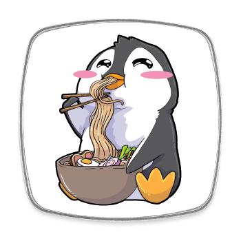 Lustiger Pinguin Ramen Kawaii - Viereckiger Kühlschrankmagnet - Weiß - Vorne