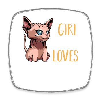 Sphynx Katzenliebe Shirt - Viereckiger Kühlschrankmagnet - Weiß - Vorne