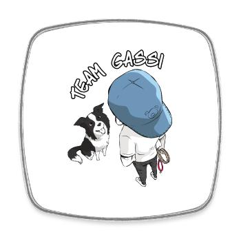 Team Gassi Cartoon Design - Viereckiger Kühlschrankmagnet - Weiß - Vorne
