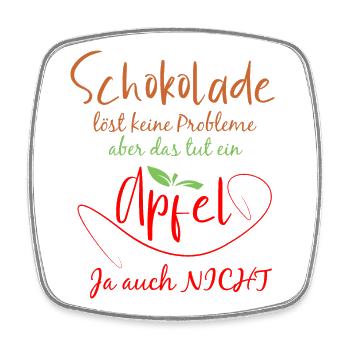 Schokolade und Apfel Motiv mit Humor - Viereckiger Kühlschrankmagnet - Weiß - Vorne