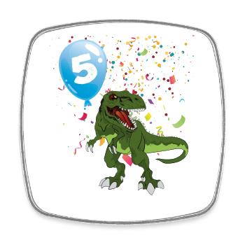 Dino Party Balloon 5 - Square fridge magnet - white - Front