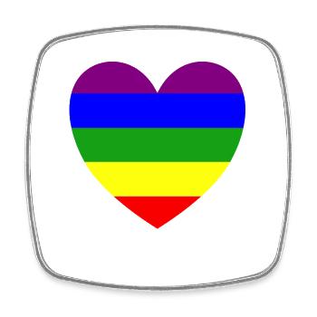 Regenbogen Herz Maske - Viereckiger Kühlschrankmagnet - Weiß - Vorne