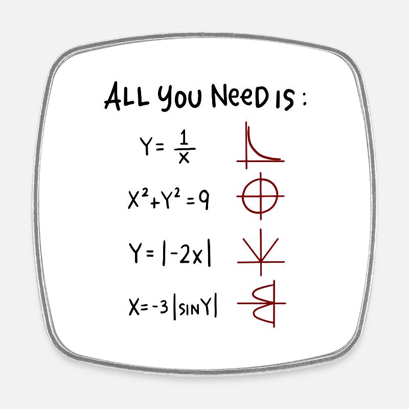 All you need is Love Math Trigonometric Functions - Square fridge magnet - white