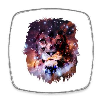 Lion - Magnet carré - blanc - Devant