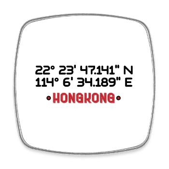 Hong Kong – Koordinaten & Urban Asia Style - Viereckiger Kühlschrankmagnet - Weiß - Vorne