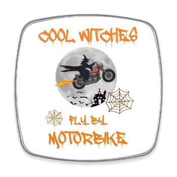 Sorcières cool Motobike - Bike Chopper - Magnet carré - blanc - Devant