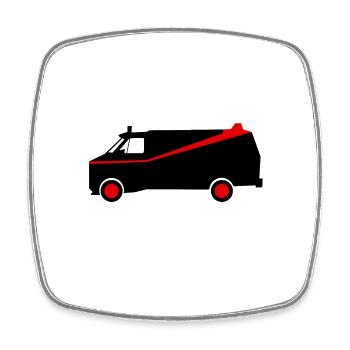Roter Linienwagen Silhouette - Viereckiger Kühlschrankmagnet - Weiß - Vorne