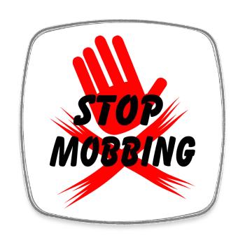 Hören Sie auf, die Hand zu mobben - Viereckiger Kühlschrankmagnet - Weiß - Vorne