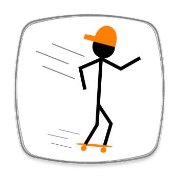 stickman skater - Viereckiger Kühlschrankmagnet - Weiß - Vorne
