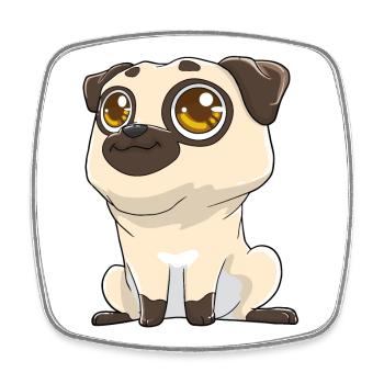 Cute pug with big eyes - Square fridge magnet - white - Front