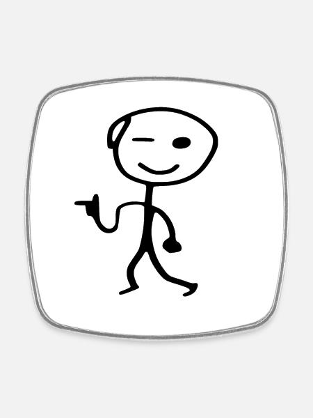 Strichmännchen cool man - Viereckiger Kühlschrankmagnet - Weiß