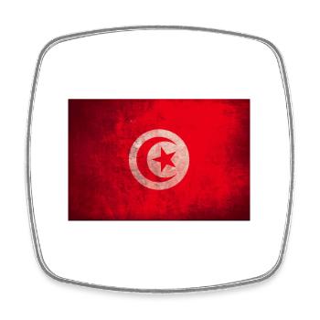 Tunesische Flagge Kreis Emblem - Viereckiger Kühlschrankmagnet - Weiß - Vorne