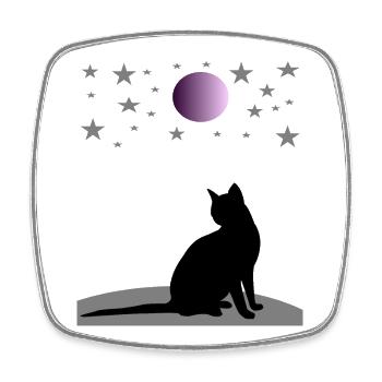 Starry sky with moon and cat - Square fridge magnet - white - Front