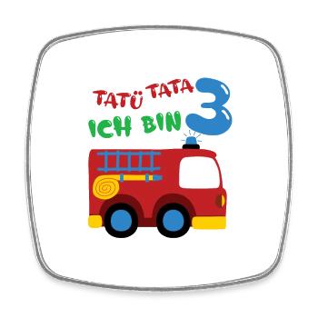 Feuerwehrauto Drei Geburtstag - Viereckiger Kühlschrankmagnet - Weiß - Vorne