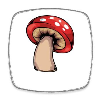 Level Up Pilz Design - Viereckiger Kühlschrankmagnet - Weiß - Vorne
