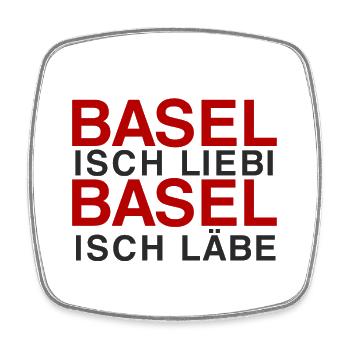 Basel isch Liebi, Basel isch Läbe - Viereckiger Kühlschrankmagnet - Weiß - Vorne