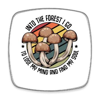 Retro Mushroom Trio in Rainbow Circle - Square fridge magnet - white - Front