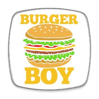 Burger Boy – Lustiges Fast Food Design - Viereckiger Kühlschrankmagnet - Weiß - Vorne